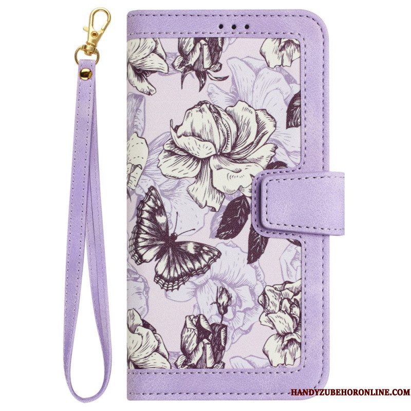 Leren Hoesje voor iPhone 15 Luxe Bloemen