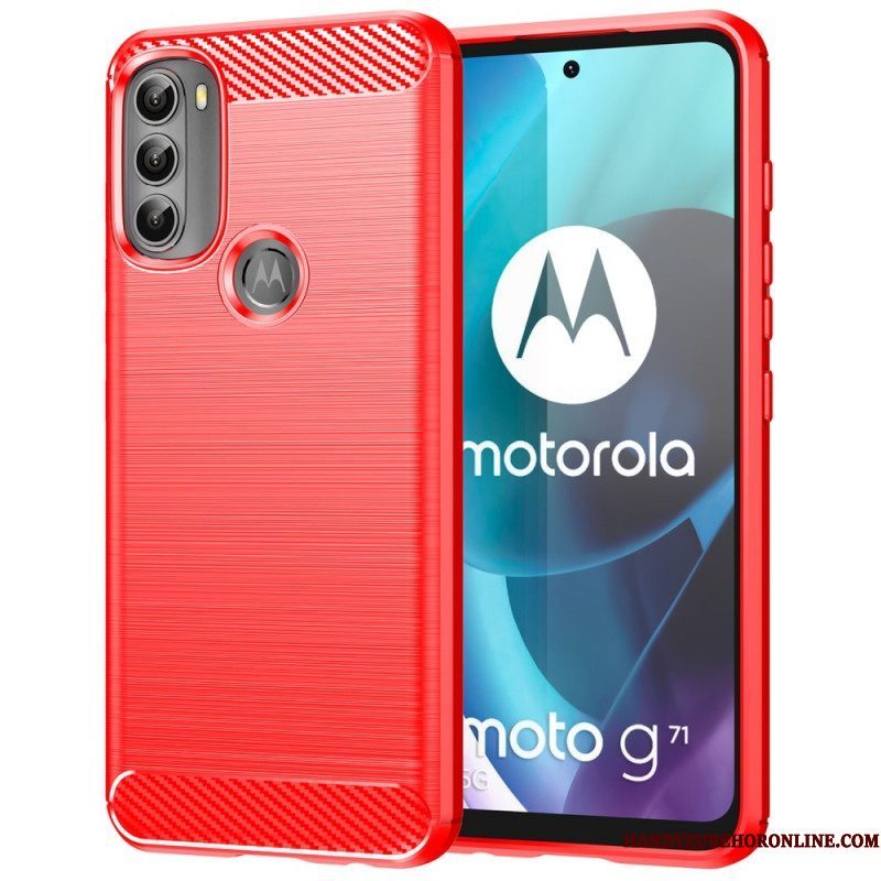 Telefoonhoesje voor Moto G71 5G Geborstelde Koolstofvezel