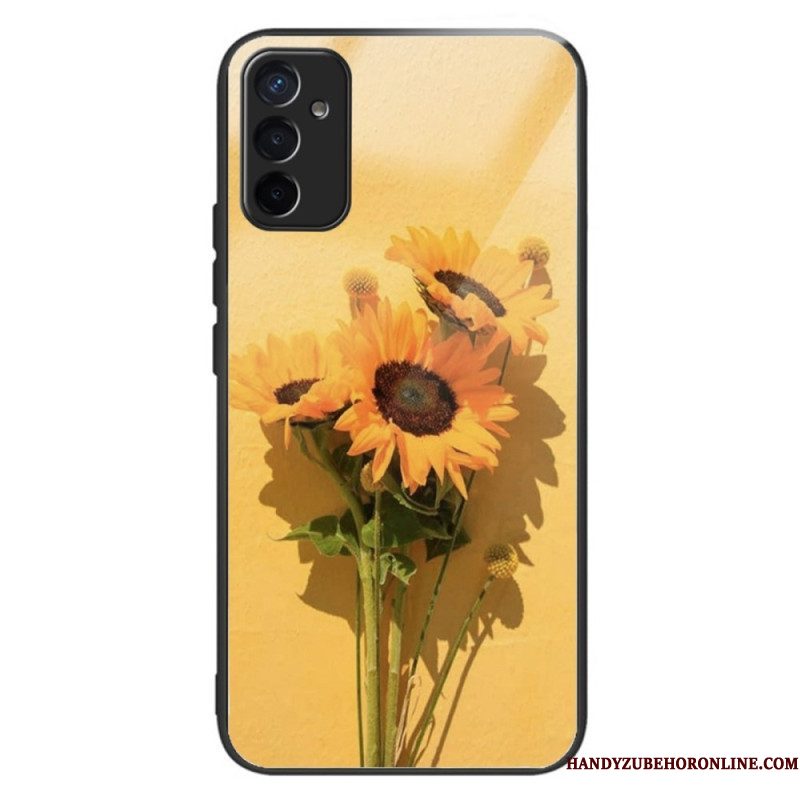 Telefoonhoesje voor Samsung Galaxy M13 Zonnebloemen Gehard Glas