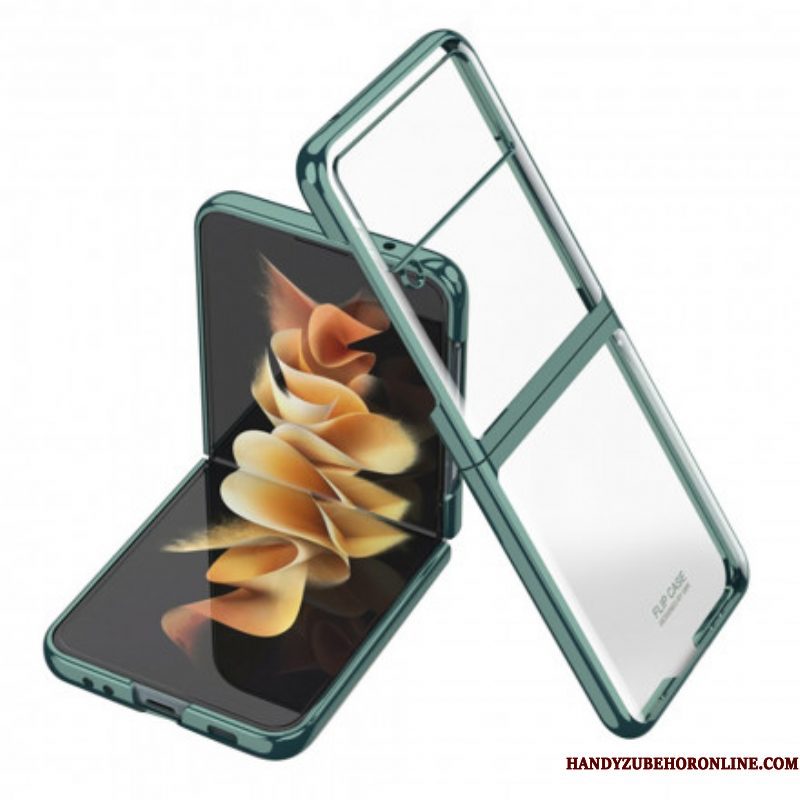 Telefoonhoesje voor Samsung Galaxy Z Flip 3 5G Folio-hoesje Randen In Metalen Stijl