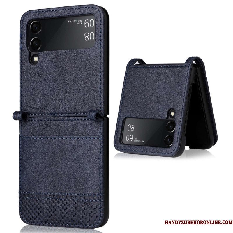 Telefoonhoesje voor Samsung Galaxy Z Flip 4 Folio-hoesje Vintage Lederen Stijl Kaarthouder