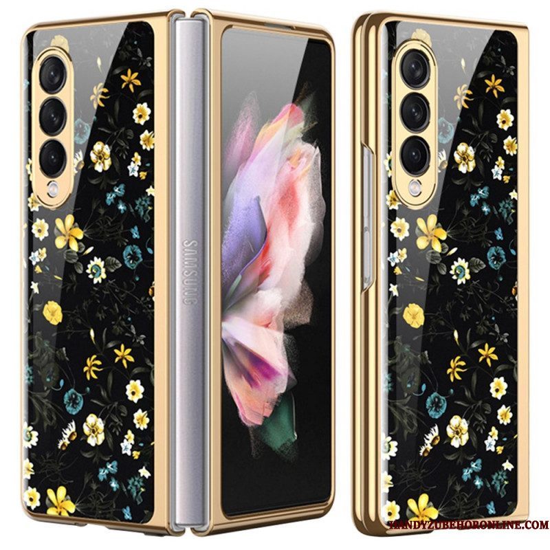 Telefoonhoesje voor Samsung Galaxy Z Fold 3 5G Bloemen Gehard Glas