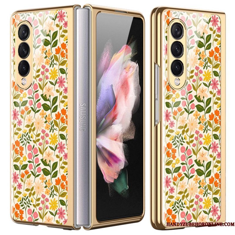 Telefoonhoesje voor Samsung Galaxy Z Fold 3 5G Bloemen Gehard Glas