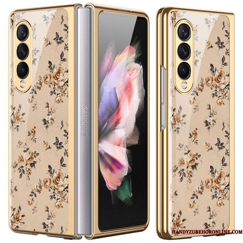 Telefoonhoesje voor Samsung Galaxy Z Fold 3 5G Bloemen Gehard Glas