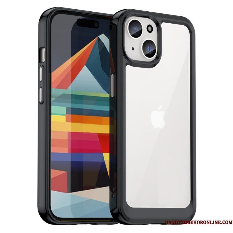 Telefoonhoesje voor iPhone 15 Plus Acryl Achterkant En Siliconen Randen