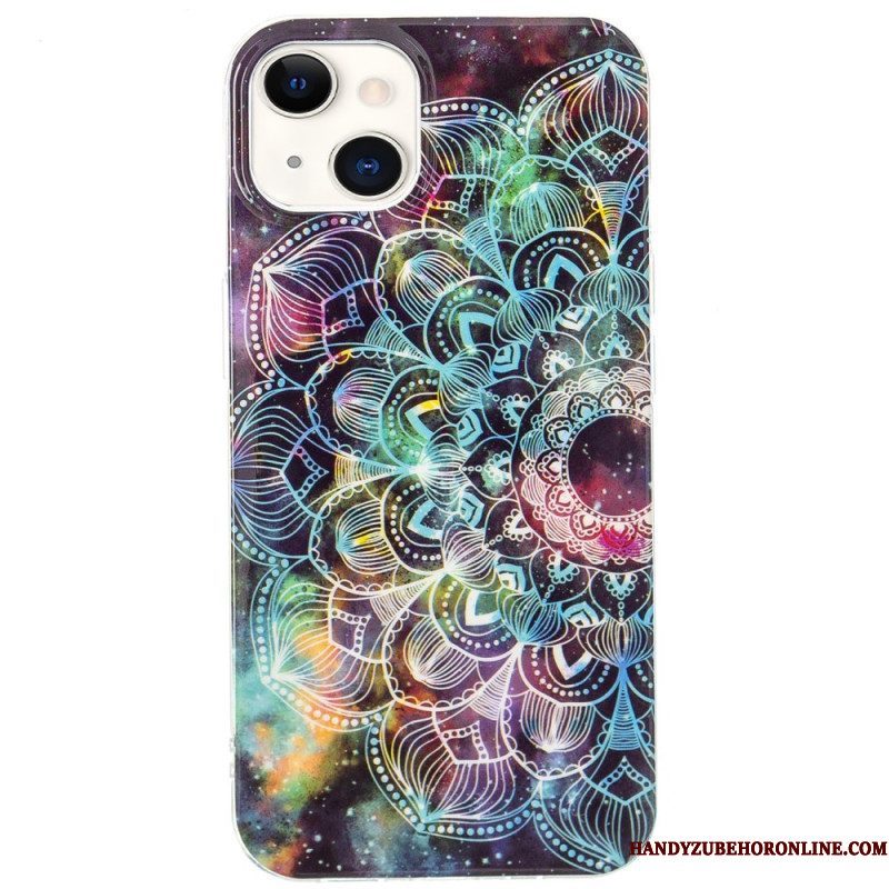 Telefoonhoesje voor iPhone 15 Plus Fluorescerende Mandala