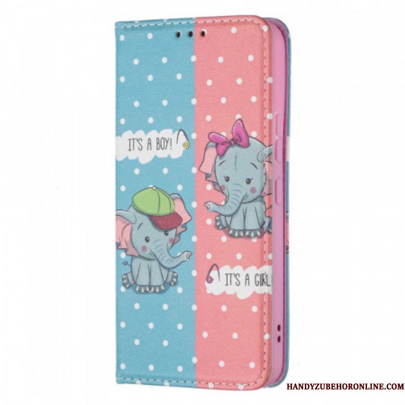 Bescherming Hoesje voor Samsung Galaxy S22 5G Folio-hoesje Baby Olifanten