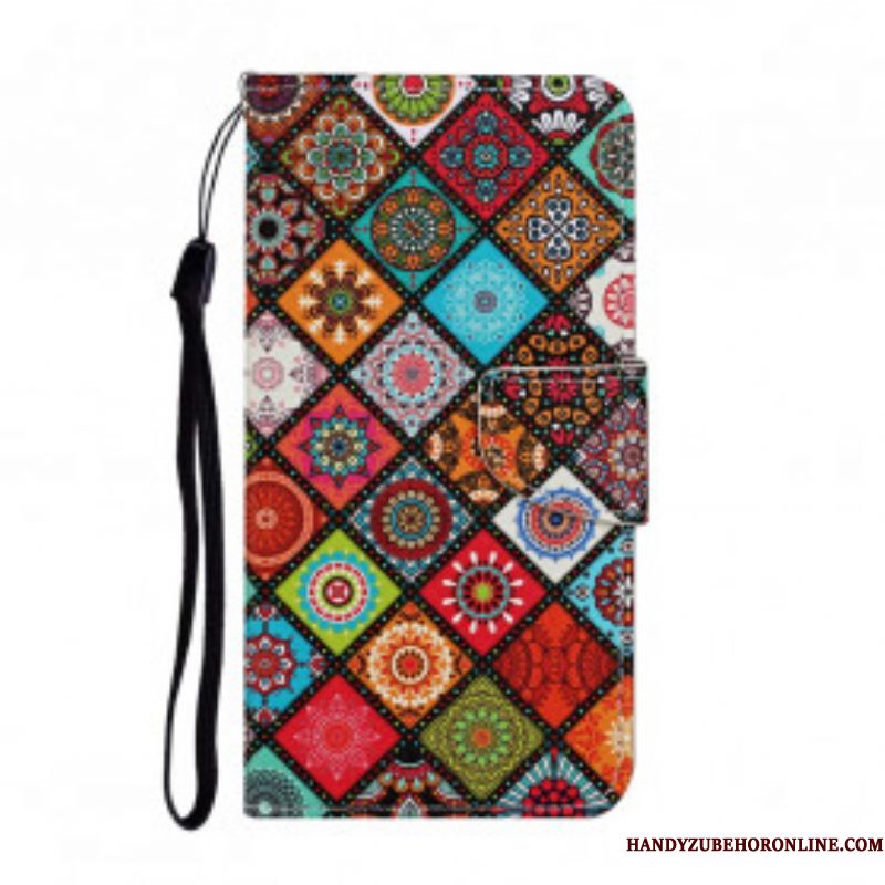 Folio-hoesje voor Samsung Galaxy A52 4G / A52 5G / A52s 5G Lappendeken Mandala's Met Lanyard