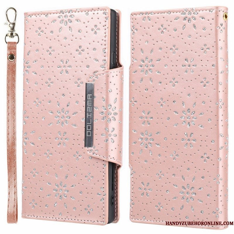 Hoesje Folio-hoesje voor Samsung Galaxy S22 5G Afneembare Diamanten