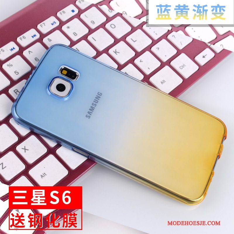 Hoesje Samsung Galaxy Siliconen Anti-fall Blauw, Hoes Samsung Galaxy S6 Zacht Telefoon Doorzichtig Online