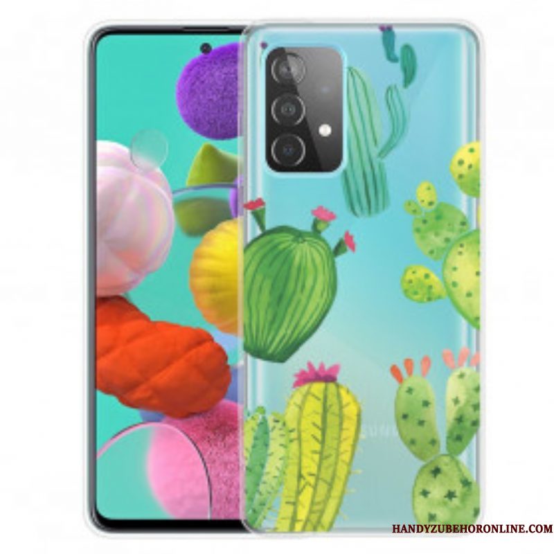 Hoesje voor Samsung Galaxy A52 4G / A52 5G / A52s 5G Aquarel Cactussen