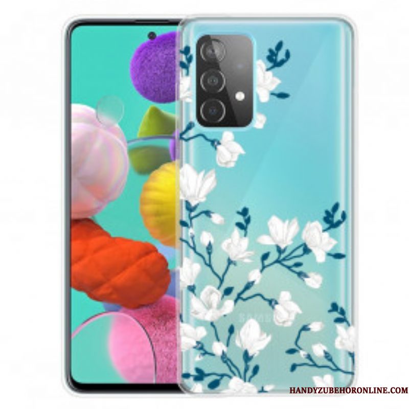 Hoesje voor Samsung Galaxy A52 4G / A52 5G / A52s 5G Witte Bloemen