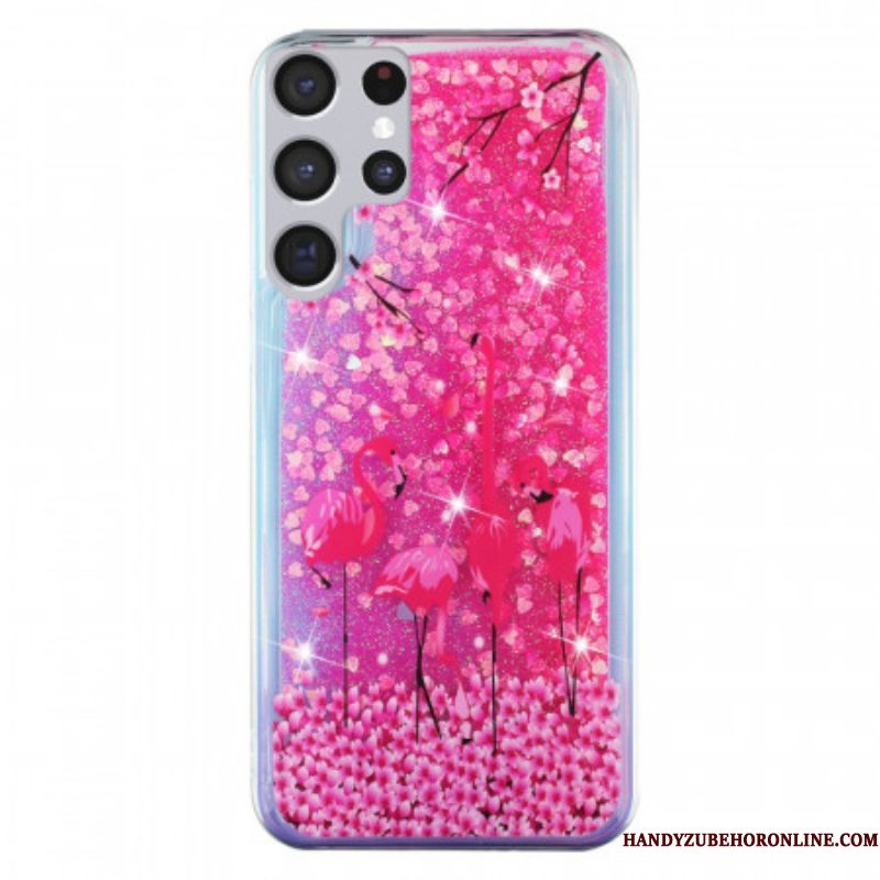 Hoesje voor Samsung Galaxy S21 Ultra 5G Flamingo Pailletten