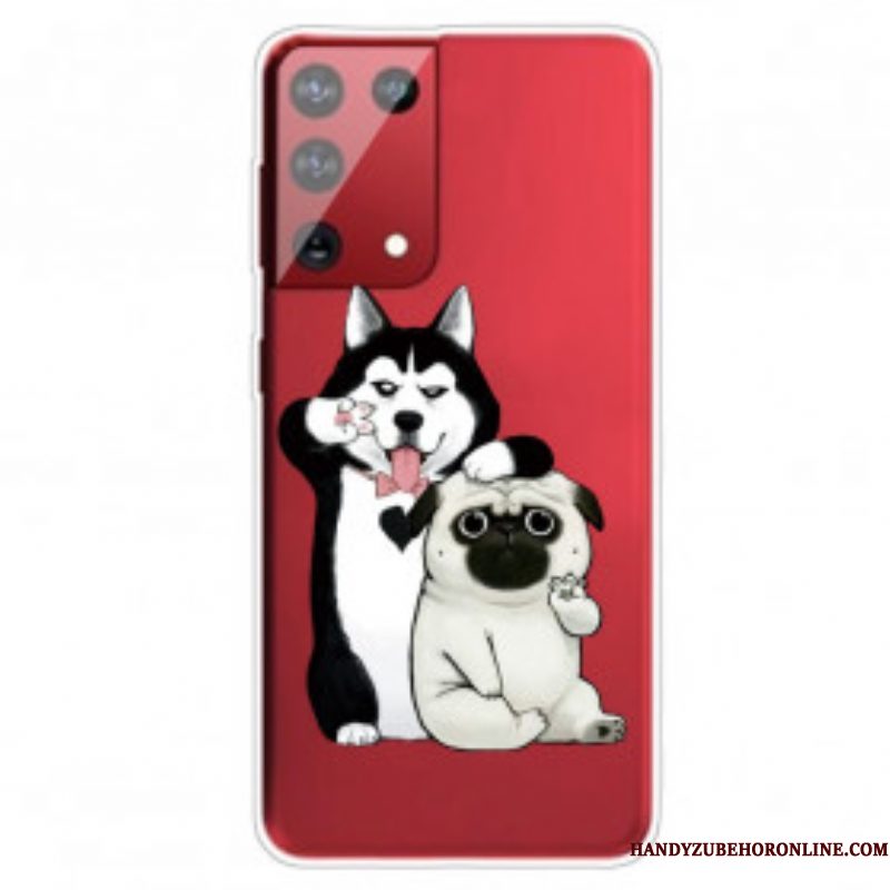 Hoesje voor Samsung Galaxy S21 Ultra 5G Grappige Honden