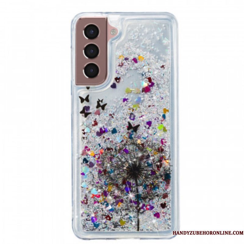 Hoesje voor Samsung Galaxy S22 5G Glitter Paardebloemen