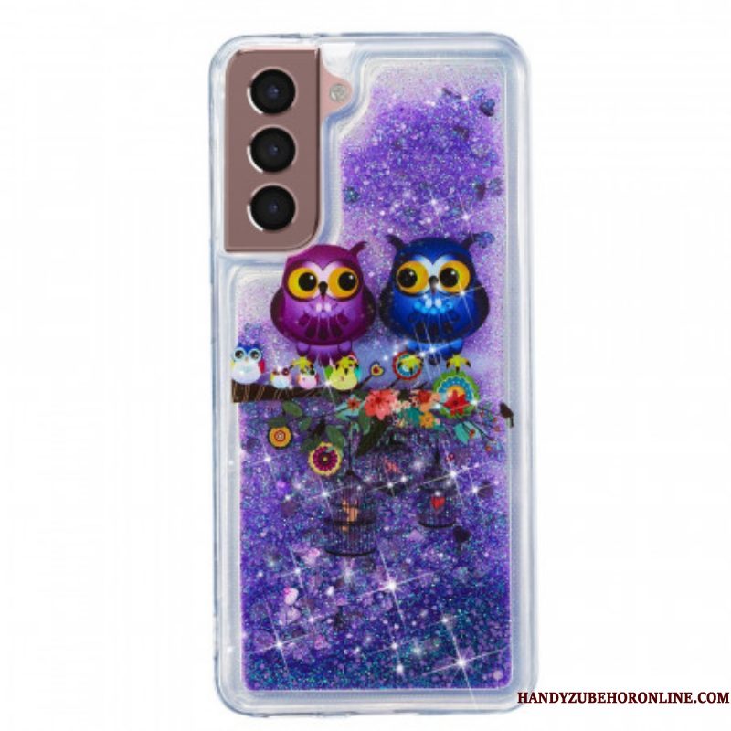 Hoesje voor Samsung Galaxy S22 5G Glitter Uilen