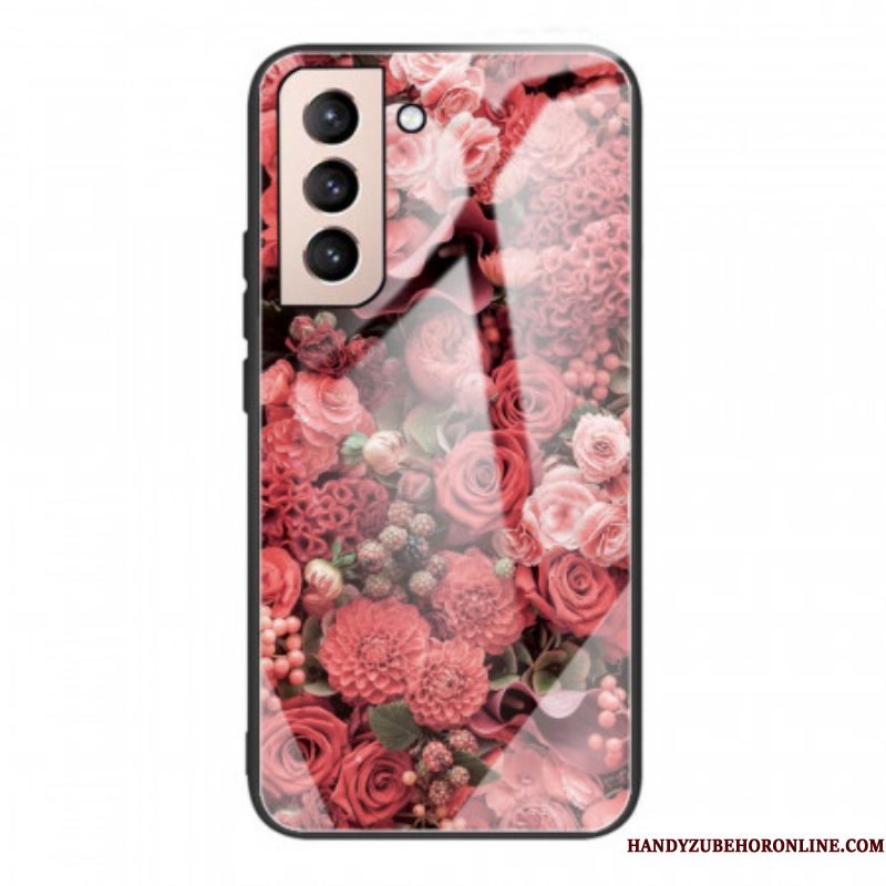 Hoesje voor Samsung Galaxy S22 5G Rose Bloemen Gehard Glas