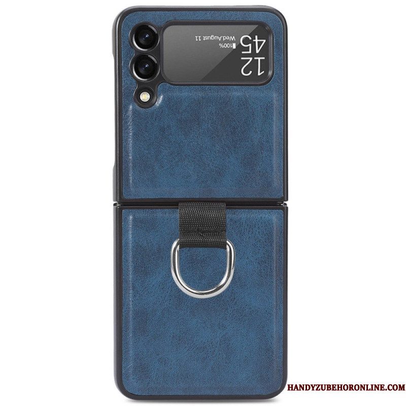 Hoesje voor Samsung Galaxy Z Flip 3 5G Folio-hoesje Vintage Lederen Stijl Met Ring