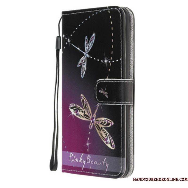 Leren Hoesje voor Samsung Galaxy A52 4G / A52 5G / A52s 5G Met Ketting Strappy Libellen