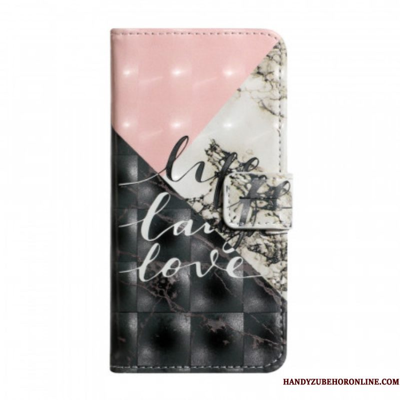 Leren Hoesje voor Samsung Galaxy S22 5G Leven Lach Liefde