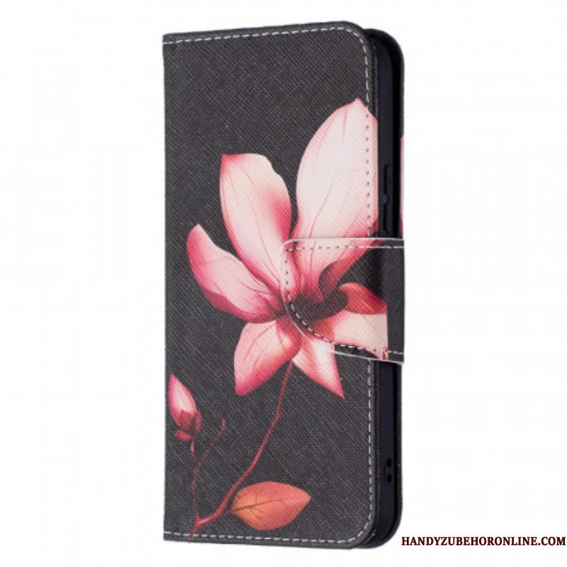 Leren Hoesje voor Samsung Galaxy S22 5G Roze Bloem