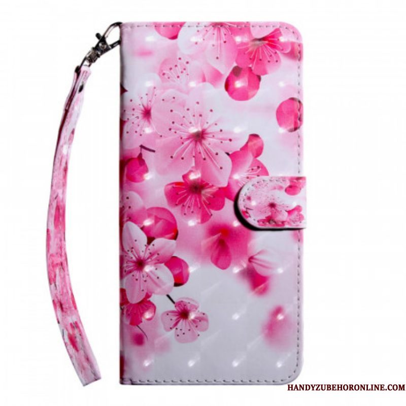 Leren Hoesje voor Samsung Galaxy S22 5G Roze Bloemen