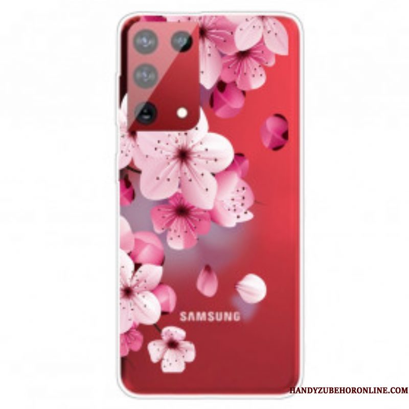 Telefoonhoesje voor Samsung Galaxy S21 Ultra 5G Kleine Roze Bloemen